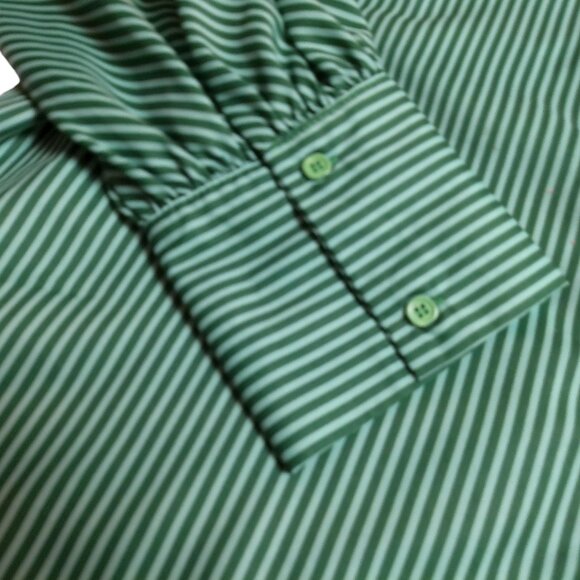 Shirt button-down XXL NEW Green Striped Blouse Long Sleeve Top Blouse - Picture 4 of 8